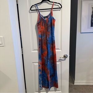 Cami Jumsuit in Blue/Red Tie-Dye Spandex